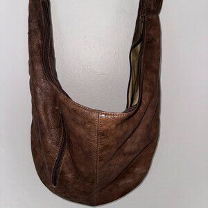 Expandable Brown Italian Leather Bag